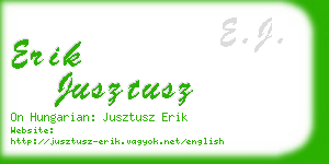 erik jusztusz business card
